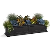 Mayne Fairfield 48in Self-Watering Rectangular Window Box Planter, Black | Self-watering, All season, Fade resistant, Mounting brackets included, Built-in overflow, 15-year warranty