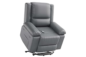 Power Lift Recliner Chair with Heat & Massage, PU Leather Electric Lift Chair for Seniors & Mobility Impaired, Adjustable Bac