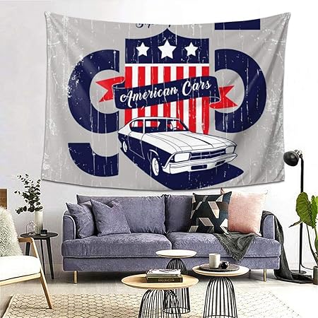 Amazon Co Jp Patinisa タペストリー インテリア 壁掛け アメリカ車グレーレッド 壁飾り 家 リビングルーム ベッドルーム 部屋 おしゃれ飾り 0ｘ150cm Generic