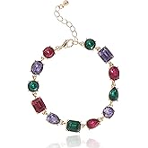 BCBGeneration Multicolored Crystal Bracelet for Women 7"+2", Gold-Tone Sparkly Bracelet, Valentines Day Gifts for Her