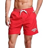 Adoretex Men's Guard Nylon Quick-Dry Swim Trunks, 7-inch Inseam Swim Board Shorts with Mesh Lining and 3 Pockets