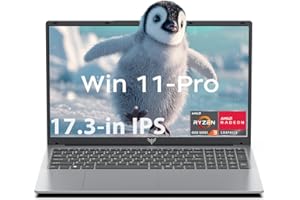 KAIGERR Laptop AMD Ryzen 3 4300U 17.3-in AMD Laptops, 16GB DDR4 512GB SSD Ordinateur Portable Laptops, Numeric Keypad 5500mAh
