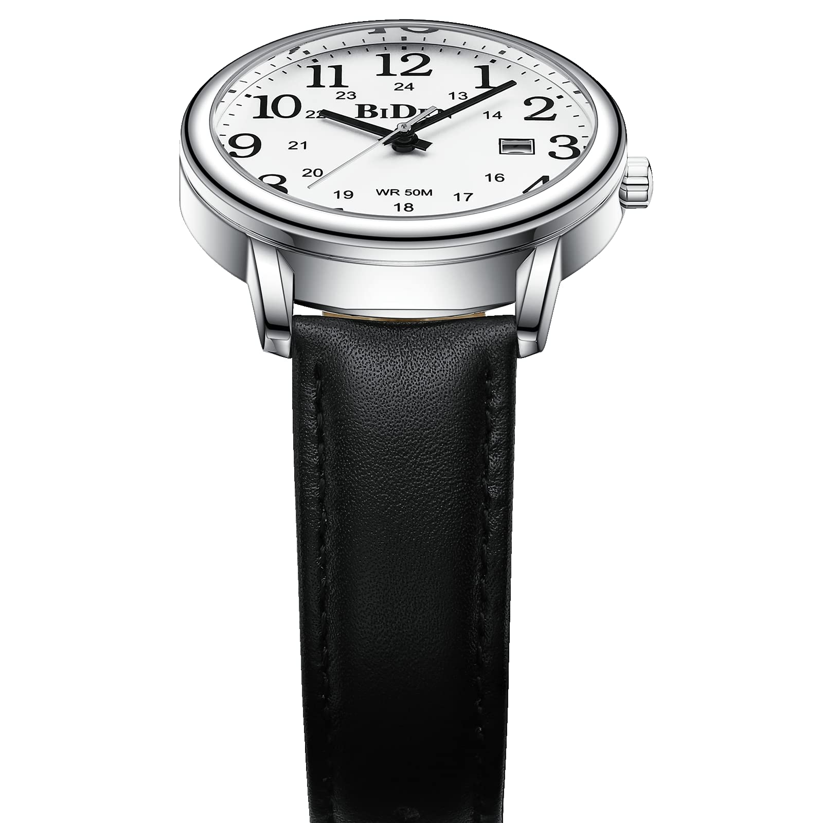 HANPOSH Watches Men's Watch Analogue Quartz Watches for Men Waterproof Wristwatches Men's Fashion Business Watch with Date Leather Strap
