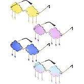 Weewooday 4 Pairs Cloud Sunglasses Raindrop Rimless Cute Sunglasses Funny Heart Flame Shaped Disco Glasses for Women Men