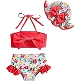 Aimaopao Baby Girls Swimsuit Infant Toddler Girl Bathing Suit Bikini Two Piece Swimwear with Hat
