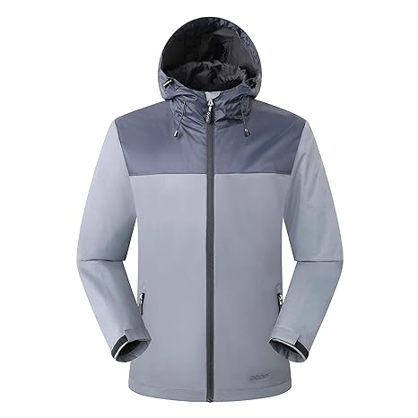 Eono Essentials Herren wasserfeste Jacke mit fester Kapuze (Dunkelgrau, M)|Winterjacke herren