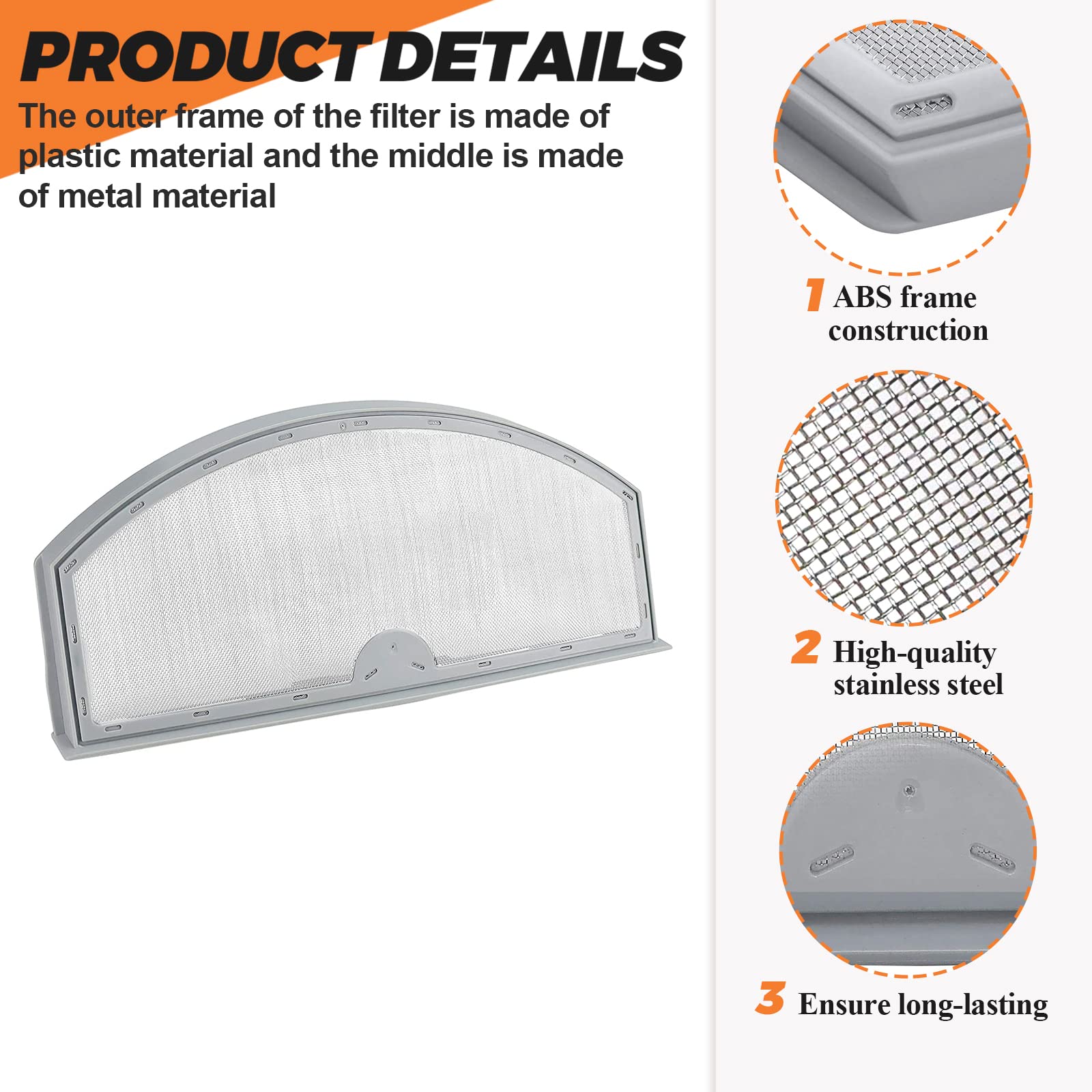 WE03X23881 GTD42EASJ2WW Dryer Lint Fliter(stainless steel)Fit for GE Hotpoint appliance lint filter - Dryer Lint Trap work with AP6031713 4476390 gtd33eask0ww, gtd45gasj0w, gdt84ecsn0ws, gfd55essn0ww