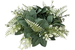 UCSAJI Eucalyptus Leaf Candle Wreaths Rings Suitable for Weddings and Home Decor Fit Candle Pillars Cabinets Walls and Windows Perfect for Year-Round Use and Versatile Decorations (White)