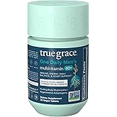 True Grace Men's 40+ One Daily Multivitamin Fermented Minerals, Organic Adaptogens & Mushrooms Whole Body Balance Immune, Endurance, Bone & Heart Support Supplement - Non-GMO - 30 Vegan Tablets