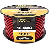 GS Power 16 Gauge Wire 100ft Oxygen Free, OFC Pure Copper Electrical 12v Low Voltage Speaker Wire Spool, 16AWG for Electric, Automotive, Trailer, Stereo, RC, Car, Home Theater, LED, Lamp Wiring