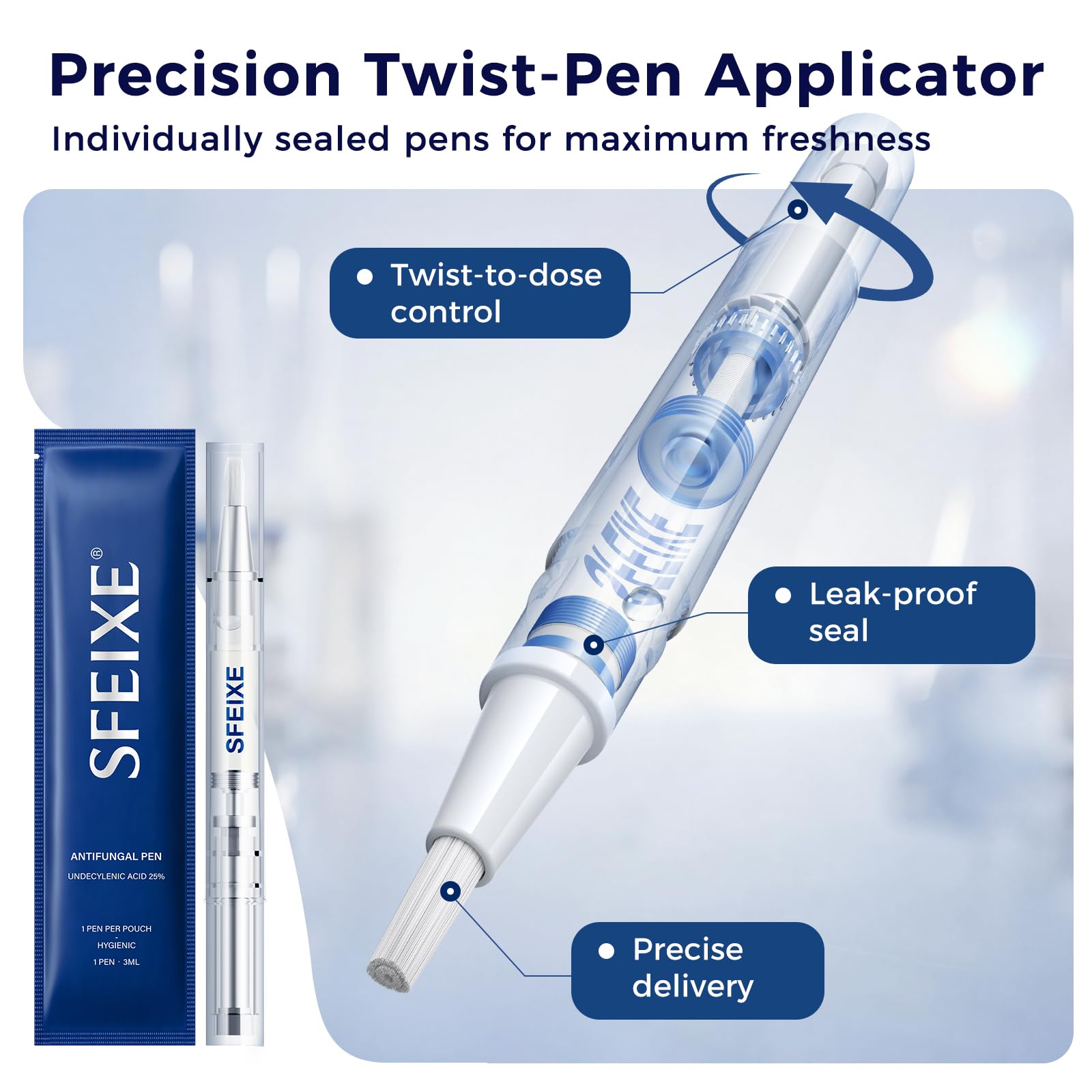 Athlete‘s Foot & Toenail Fungus Treatment Pen – Extra Strength Antifungal with 25% Undecylenic Acid, Maximum OTC, Precision Applicator for Itch Relief & Nail Care, Between Toes, 3 Pens + 5 Files