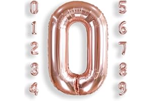 AULE 40 Inch Big Rose Gold 0 Balloon Number Large Foil Helium Number Balloons 0-9 Jumbo Giant Happy 0th Birthday Party Decora