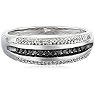 Men's Sterling Silver Black and White Diamond Ring (1/4 cttw, I-J Color, I2-I3 Clarity)