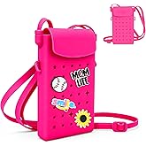 Silicone Crossbody Phone Purse with Adjustable Shoulder Strap, Magnetic Closure, DIY Holes with 15 Charms – Stylish Everyday Cell Phone Bag for Women