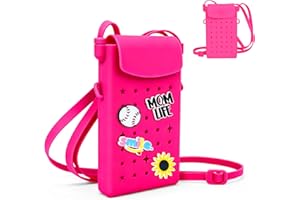 Silicone Crossbody Phone Purse with Adjustable Shoulder Strap, Magnetic Closure, DIY Holes with 15 Charms – Stylish Everyday 