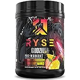 RYSE Godzilla X Noel Deyzel Pre Workout Powder - Strawberry Mango - 400mg Caffeine, High Stim Pre-Workout for Men & Women with Citrulline & Beta Alanine - Energy, Pump & Focus - 20/40 Servings