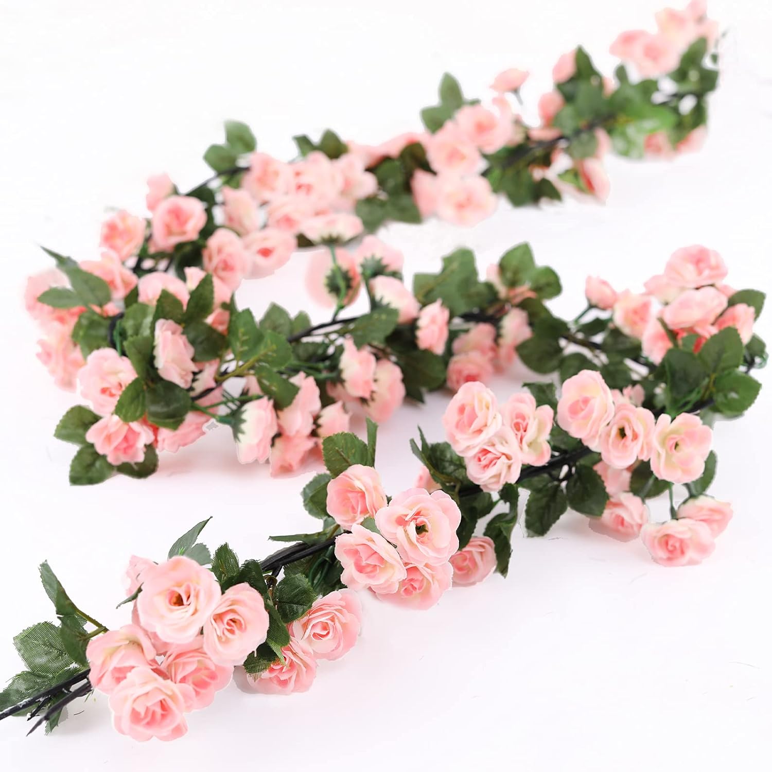Amazon Com Party Joy Flower Garland Fake Rose Vine Artificial Flowers Hanging Rose Ivy Hanging Baskets Wedding Arch Garden Background Decor Kitchen Dining