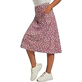 NOOYME 28" Skorts for Women with 3 Pockets Modest Knee Length Athletic Midi Skirts