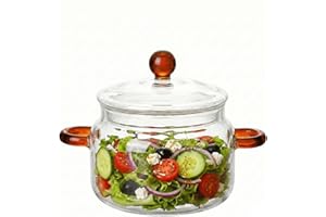 Simmer Pot with Lid, Clear Glass Pots for Cooking on Stove - Saucepan for Pasta, Soup, Milk & Potpourri - Heat Resistant Boro
