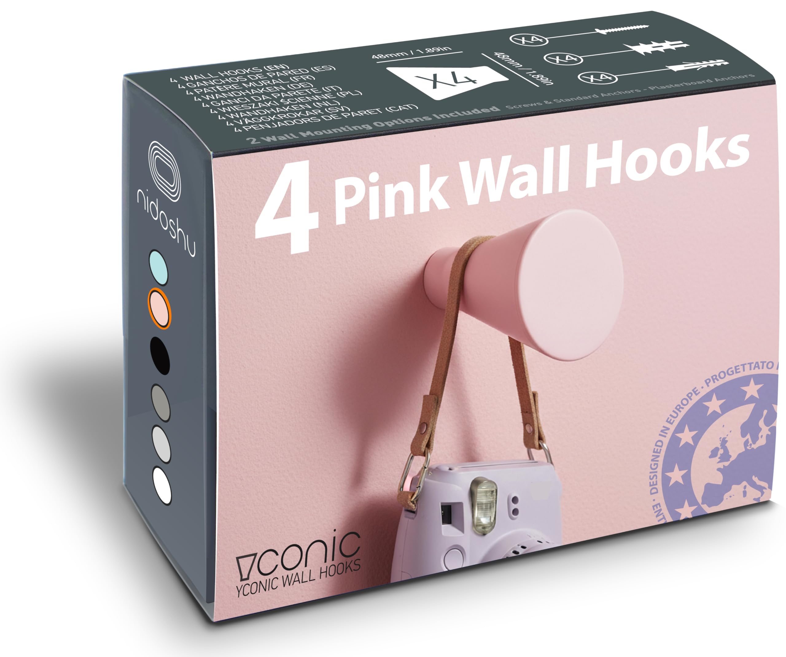 nidoshu Pink Coat Hooks Wall Mounted – Set of 4 – Rounded Edges, Child-Friendly – Playful & Chic to Spark Joy and Creativity in Girls’ Rooms and Play Areas