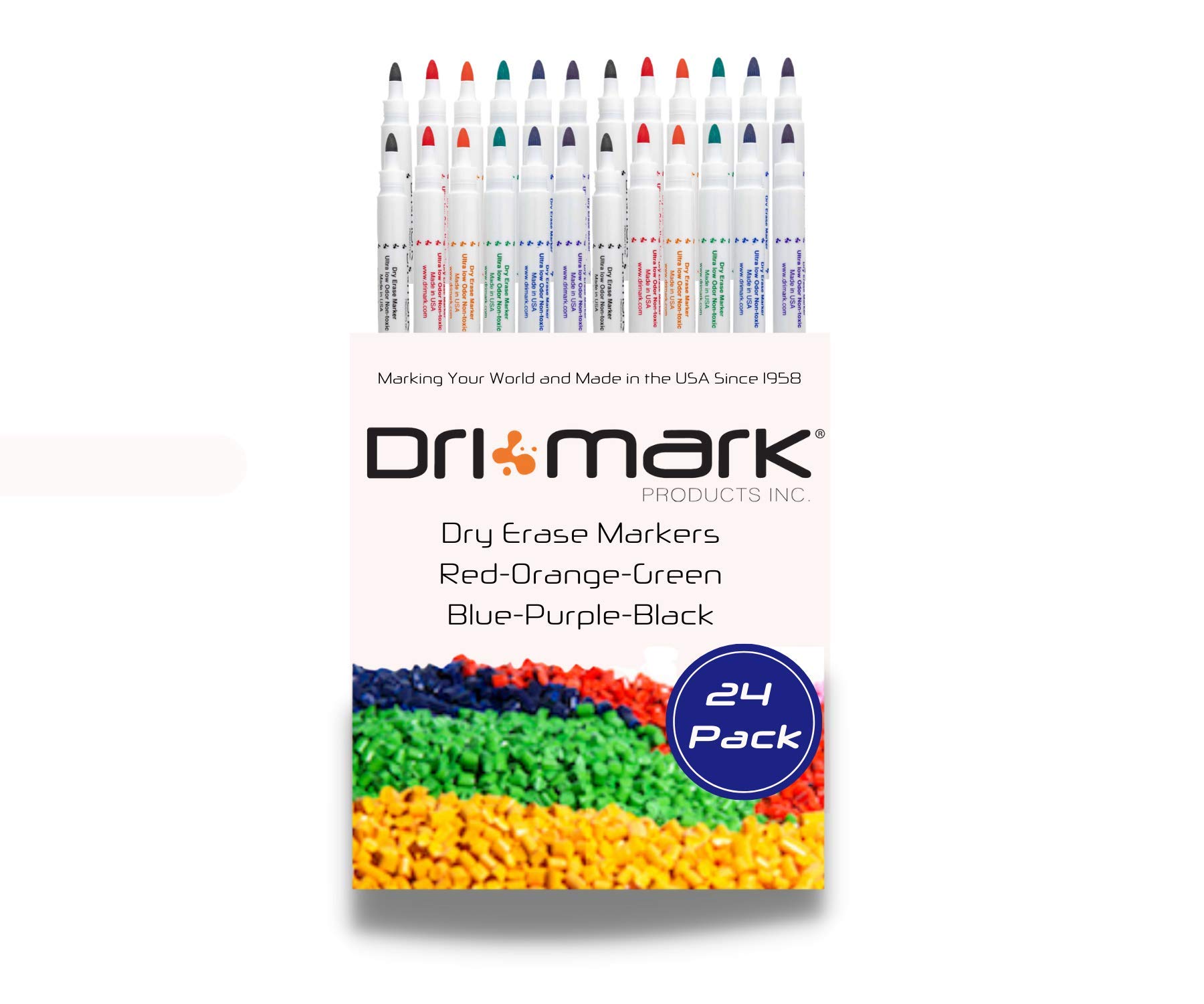 Buy Dri Mark’s Dry Erase Markers Versatile Bullet Tip 24 Count Assorted