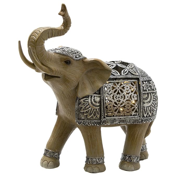 Led Silver Elephant Figurine Large Decorative Ornament