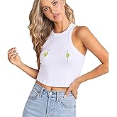 A Dash of Chic Olive Toothpick Pasties White Cropped Tank, Martini Lover Racerback High Neck Olives Tank