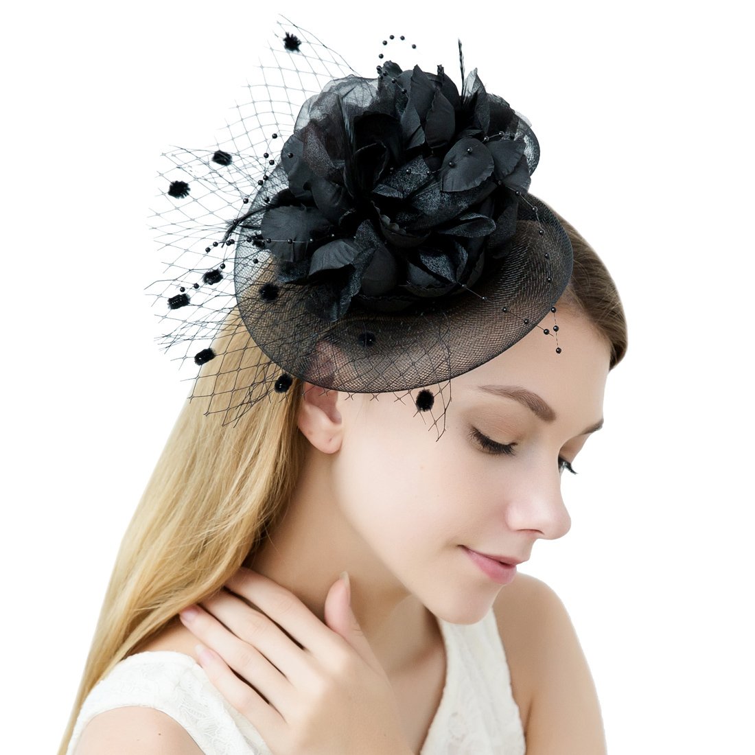 Tulle Feather Fascinator Headband Net 