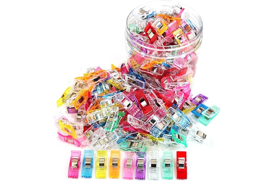 Otylzto Sewing Clips, 100 Pcs with Plastic Box, Premium Quilting Clips for Supplies Crafting Tools, Assorted Colors Plastic Clips for Crafts,Sew Clip,Sew Clips,Sewing Notions