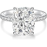 AVECON 3CT/5CT Elongated Cushion Cut Engagement Ring for Women, Wedding Promise Cubic Zirconia Band, White Gold Plated Bridal Half Eternity Rings with 4 Prong, Size 5-9