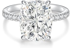 AVECON 3CT/5CT Elongated Cushion Cut Engagement Ring for Women, Wedding Promise Cubic Zirconia Band, White Gold Plated Bridal Half Eternity Rings with 4 Prong, Size 5-9
