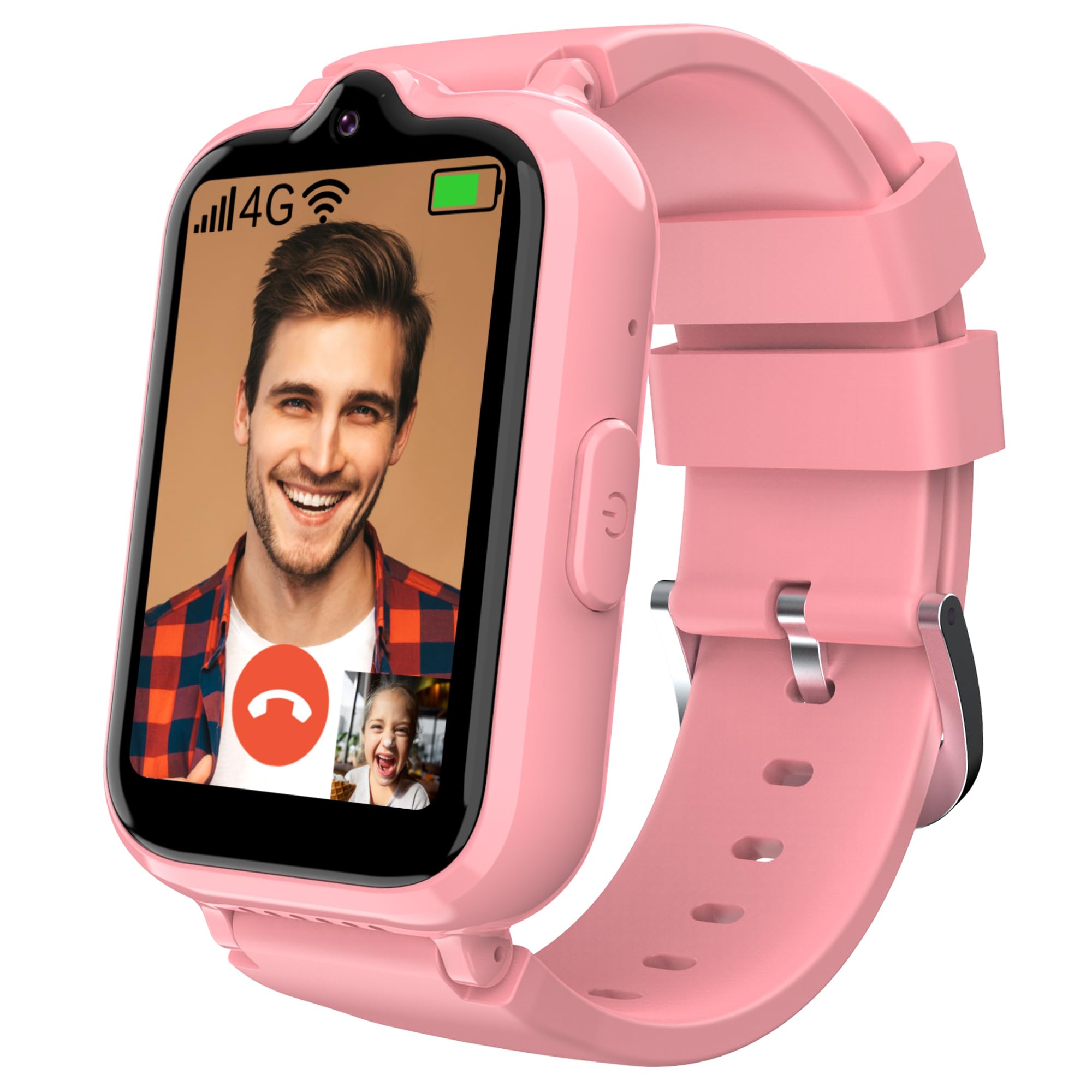 4G Kids Smart Watches Girls with GPS Tracker & Video Calling Kids Cell Phone Watch for Girls Age 4-12, SOS Call Voice Chat Camera Alarm Pedometer Kids Watches Gifts for Kids (Including SIM Card)