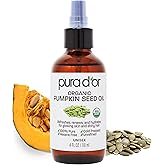 PURA D'OR 4 Oz Organic Pumpkin Seed Oil - 100% Pure USDA Certified Premium Grade Body Oil & Hair Growth Serum - After Shower Body Oil For Women & Men - Cold Pressed, Unrefined, Hexane-Free Skin Oil