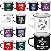 Mifoci Christian Enamel Mugs Gift for Church Inspirational Coffee Mugs with Handle Bible Verse Religious Camping Cups Church Party Favors Gifts for Valentine Clergy Pastor(Colorful,12 Pcs)