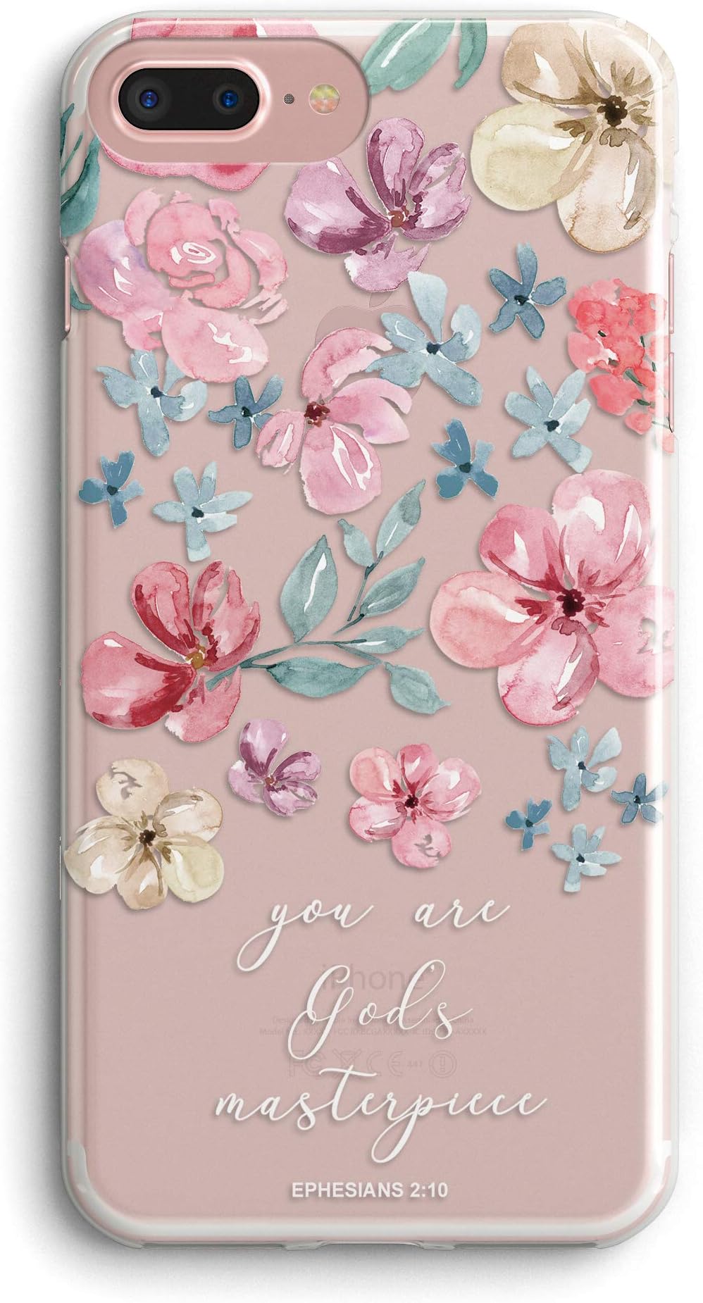 iPhone 5s Case,iPhone SE Girls Women Case,Cute Pink Floral Flowers Blooms Spring Summer Roses Bible Verses Inspirational Quotes God's Masterpiece Elegant Clear Soft Case Compatible for iPhone SE/5S
