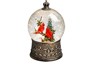 Lffital Christmas Snow Globe Candle with Music, Snow Globe Lantern Glittering Globe, Musical Snowing Globe for Christmas Fest