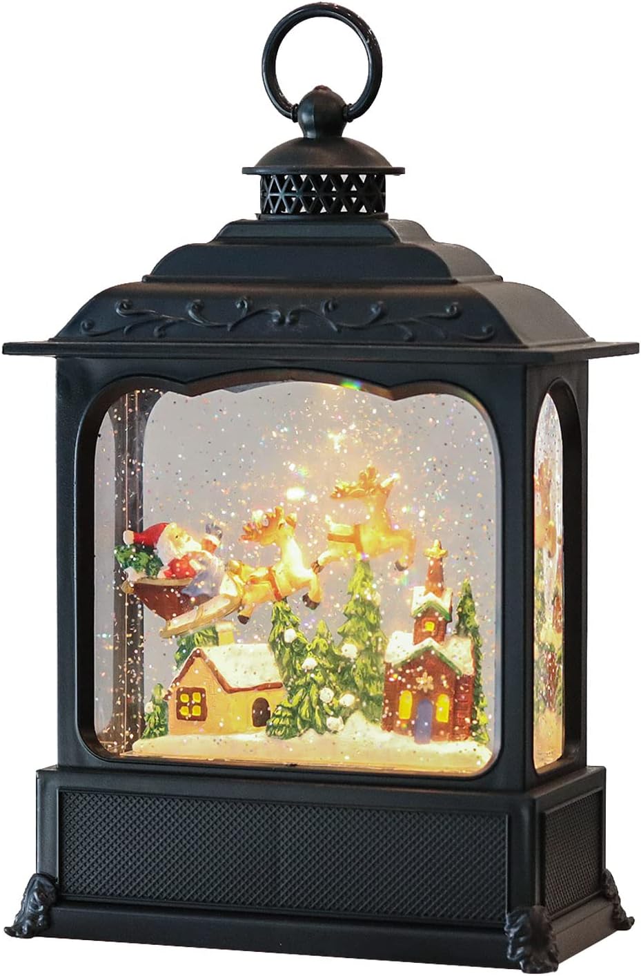 Snow Globes - Lasumora Snow Globe Lantern Decoration Lighted USB/Battery Operated Musical Snow Globe Lantern, Swirling Singing Water Glittering Lantern for Adults and Kids Gifts Home Decor(Santa) (BX-LR)