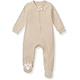 Burt's Bees Baby Boys' Sleep & Play PJs, 100% Organic Cotton One-Piece Zip Front Jumpsuit, Baby Boys Footie Pajamas & PJs