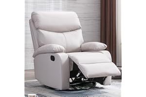GNMLP2020 Swivel Rocker Recliner Chair for Adults, Rocking Recliner Chair, Rocker Recliners for Small Spaces, Manual Recliner Lazyboy Single Sofa for Living Room, Nursery, RV, Beige