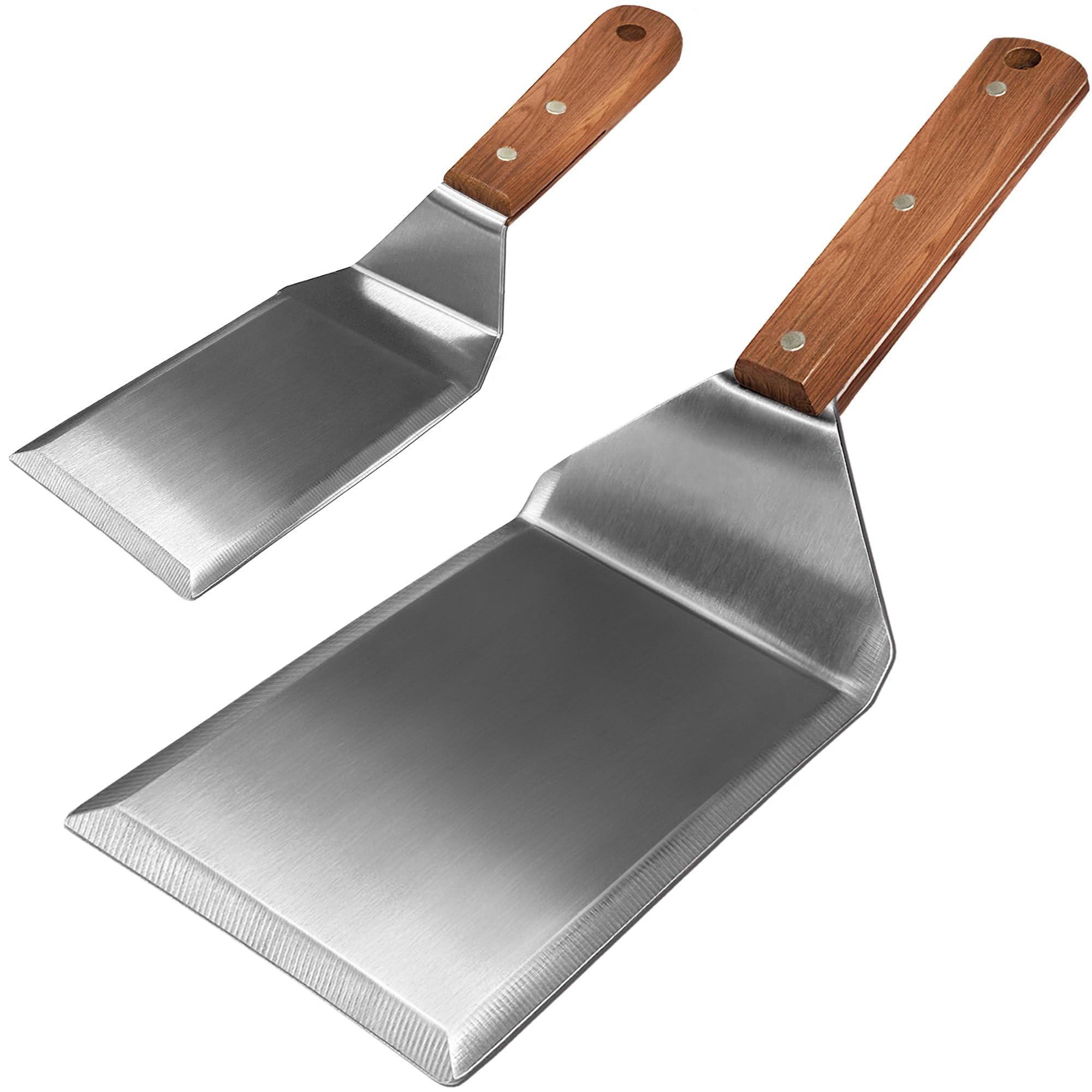 Photo 1 of Wooden Steel Barbecue Grill Tool, Griddle Accessories for Blackstone, Multi Kitchen Flippers with Full Tang Handle & Beveled Edges, Spatula/Turner/Scraper for Flat Top Grill- Thicker Steel Blade