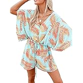 CUPSHE Rompers for Women Summer Casual V Neck Sleeveless Short Jumpsuit One Piece Outfit Beach Vacation
