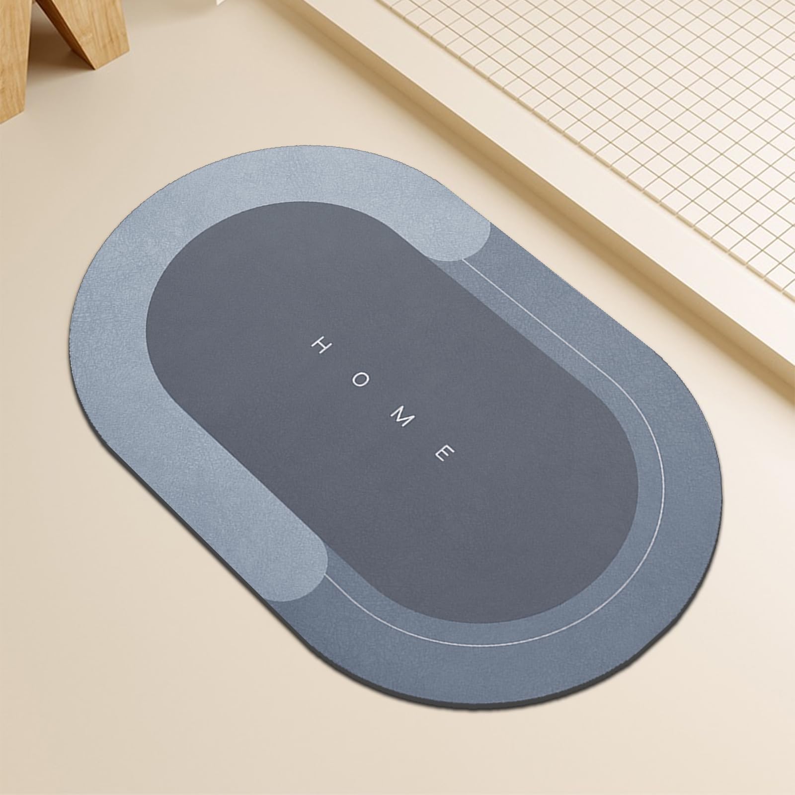 Topzywlc Absorbent Bath Mat Non Slip Anti Mould 45 * 70 cm, Quick Dry Magic Bathroom Floor Mat, For Bathtub, Bedroom, Kitchen, Toilet, Door, Washing Table (Oval Blue, 45 * 70 cm)