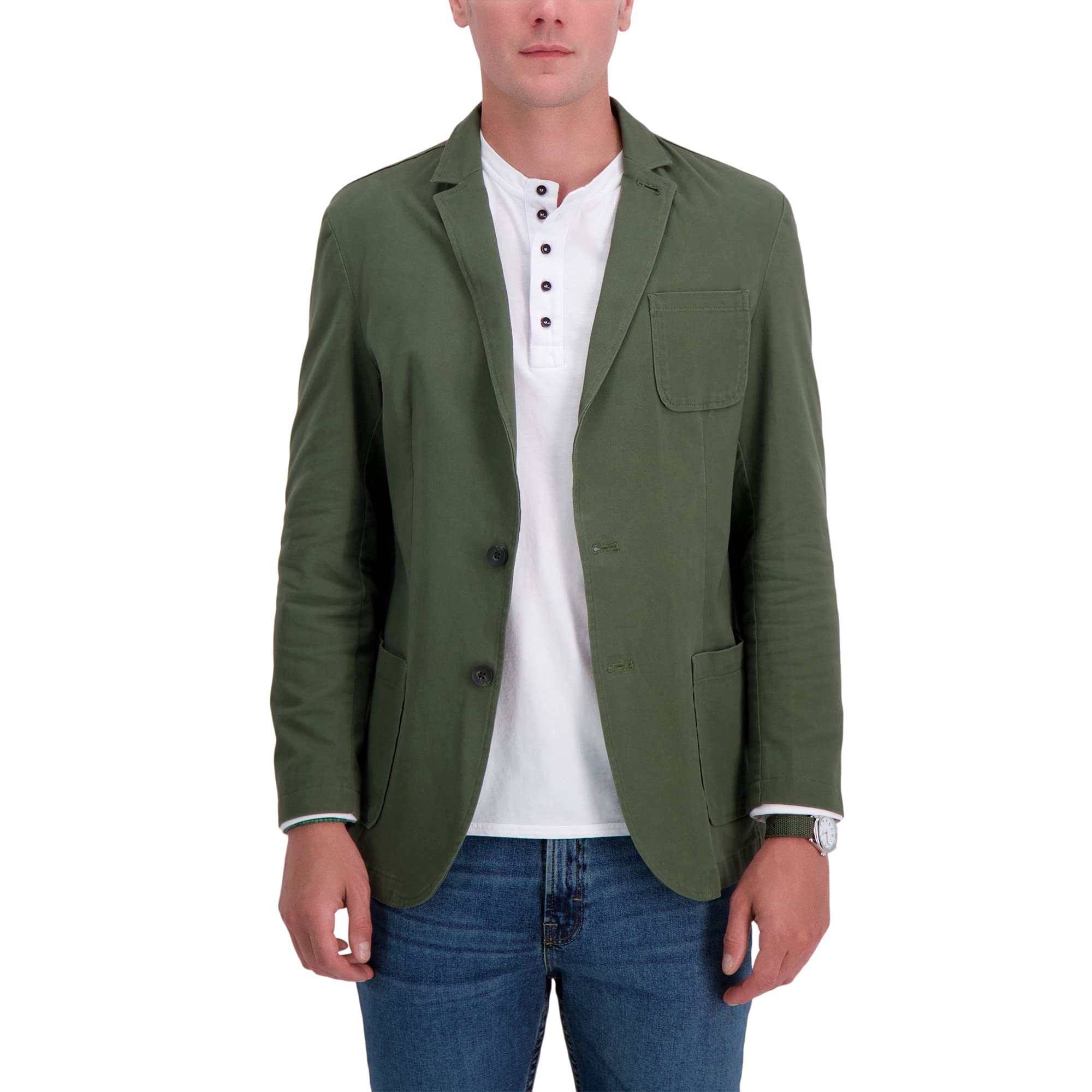 Haggar Men’s Smart Wash Performance Blazer & Jackets, Olive, 36-38-R