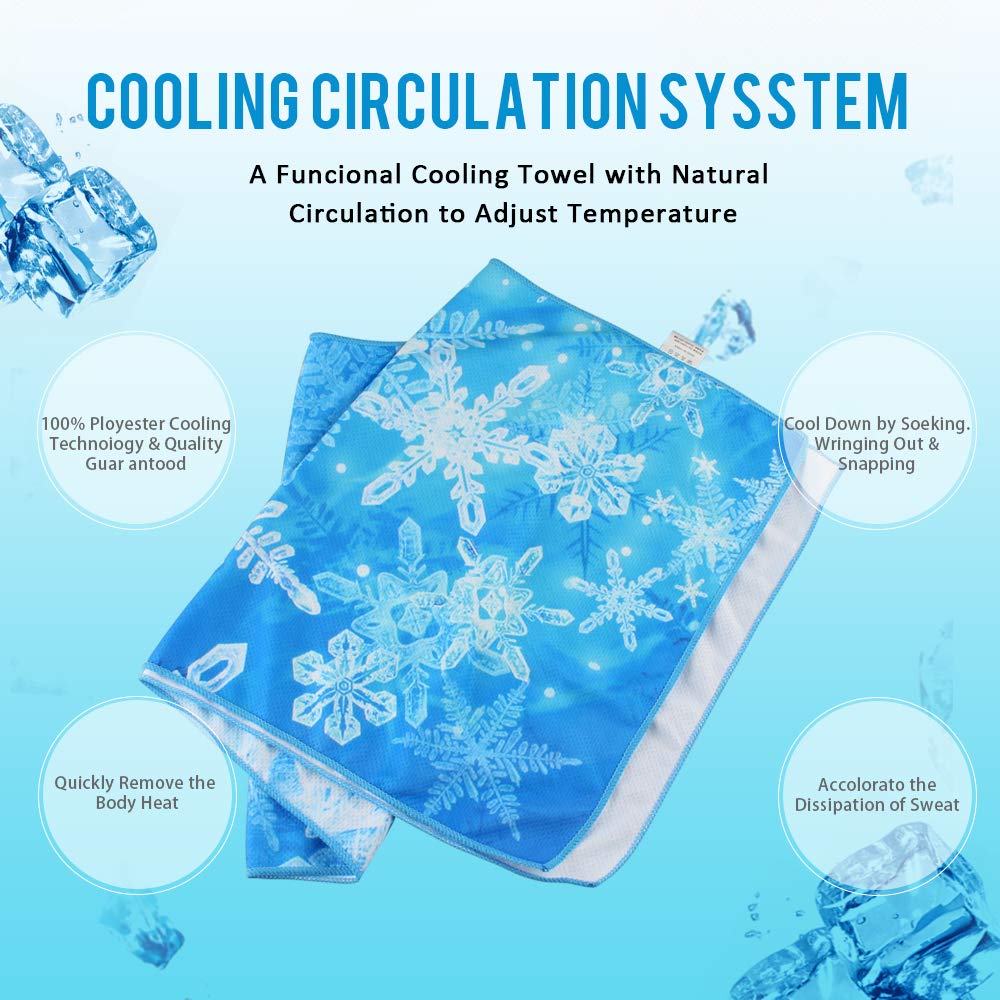 btcus4 Cooling Towel for Instant Relief Ice Cold Quickly Soft Breathable - Sports, Fitness, Yoga (Blue)