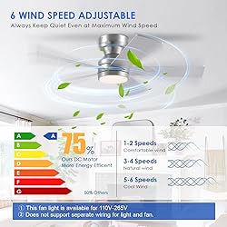 46" Ceiling Fan with Lights Low Profile, Flush