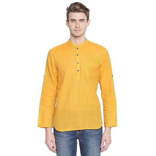 Men's Cotton Kurta (110049628_Mustard_X-Large)