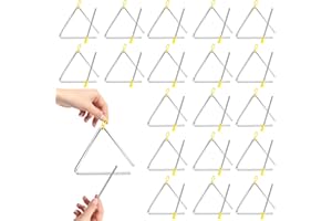 KEJJNYER 20 Pcs Triangle Instrument with Striker, 6 Inch Steel Triangle Percussion Instrument, Hand Musical Triangle Instrument for Adults