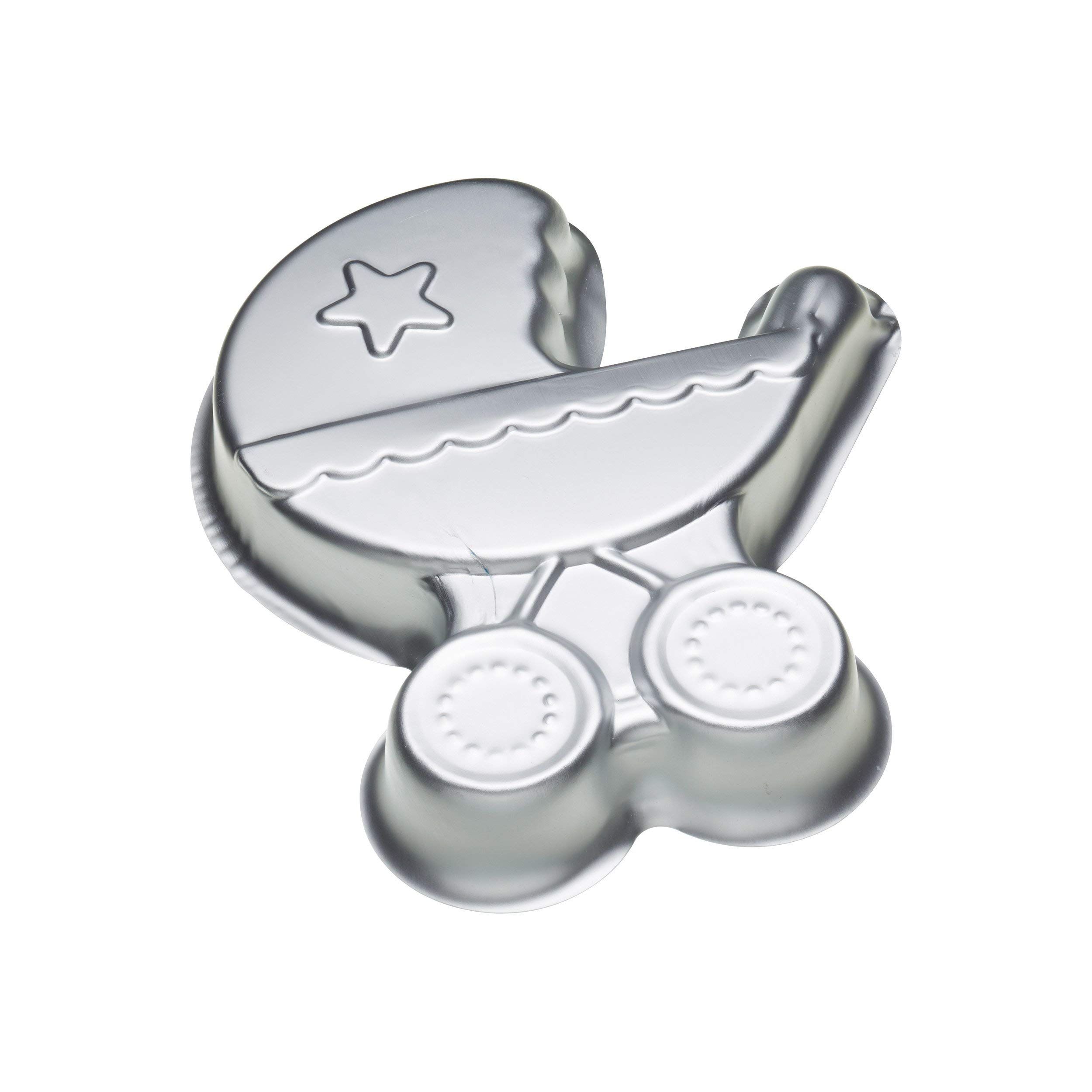 KitchenCraft Pram Shaped Cake Pan, Aluminium, Silver