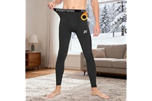 Mens Thermal Compression Pants, Seamless Fleece Lined Athletic Leggings Running Tights, Cold Weather Base Layer Winter Gear