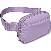 Pander Everywhere Belt Bag for Women, 5 Zipper Pockets Nylon Crossbody Fanny Pack Purse (Lilac Purple).